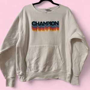Champion Reverse Weave Sweatshirt Rainbow Logo White Men’s M
